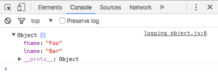 Logging JavaScript object in Chrome