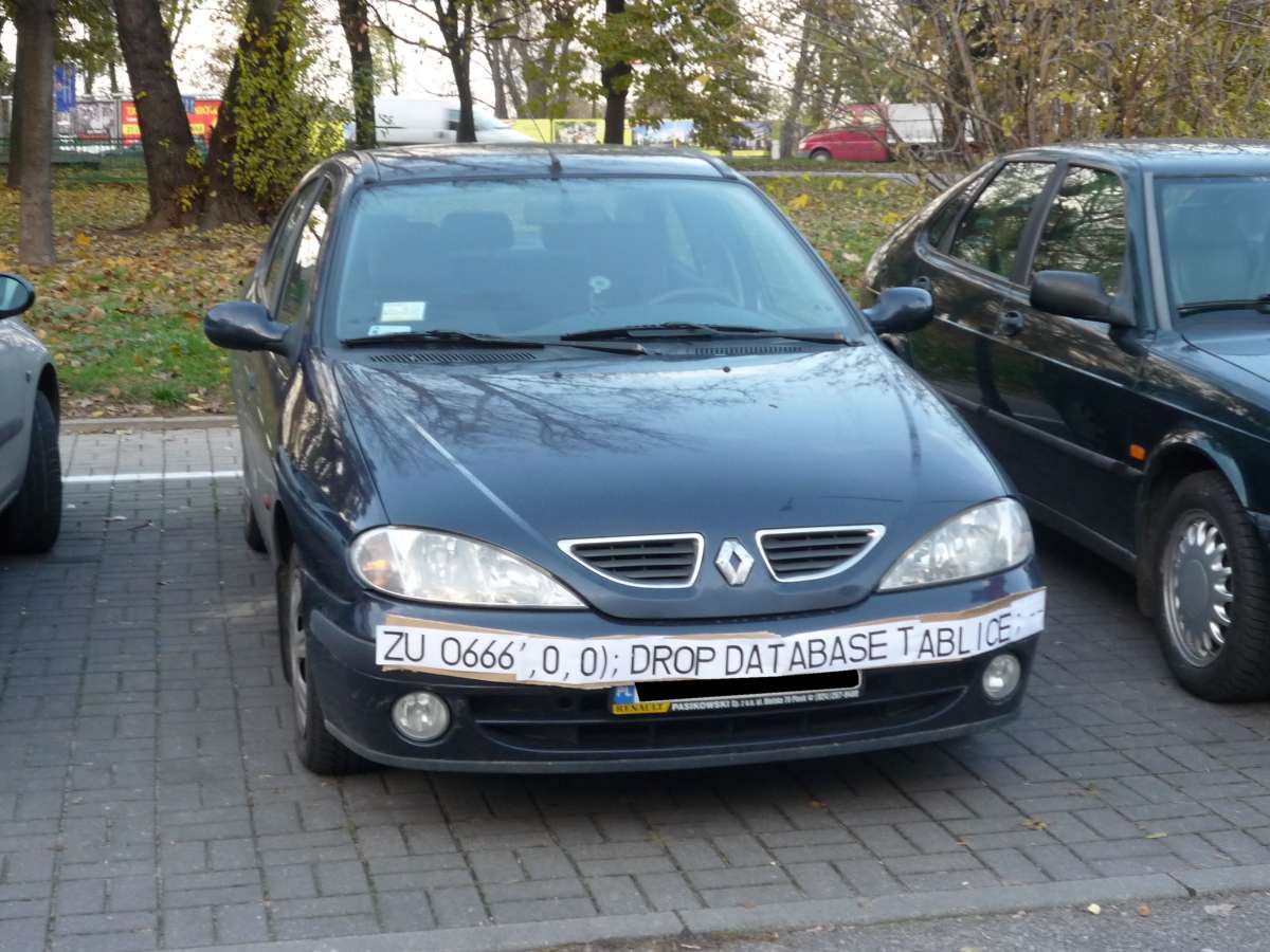 License plate for SQL Injection attack